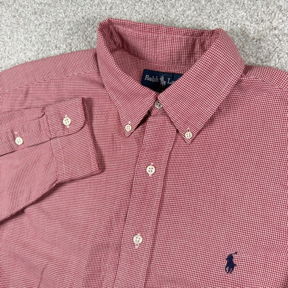 Ralph Lauren Other - Ralph Lauren Button Down Shirt Mens L Red Houndstooth Blake Cotton Long Sleeve